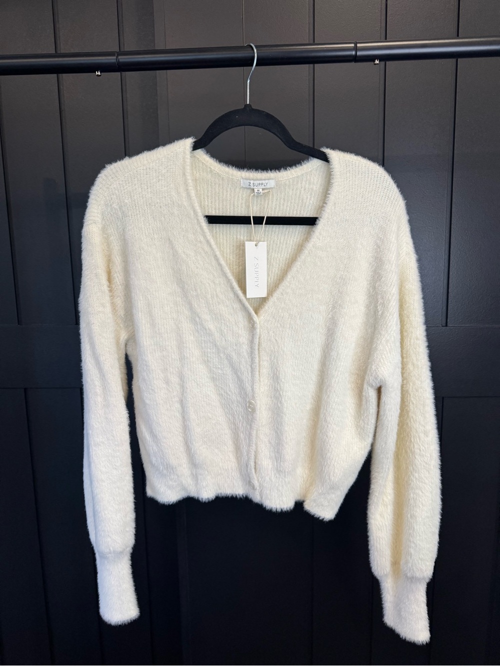 Z Supply Plush Ivory V-Neck Button Cardigan